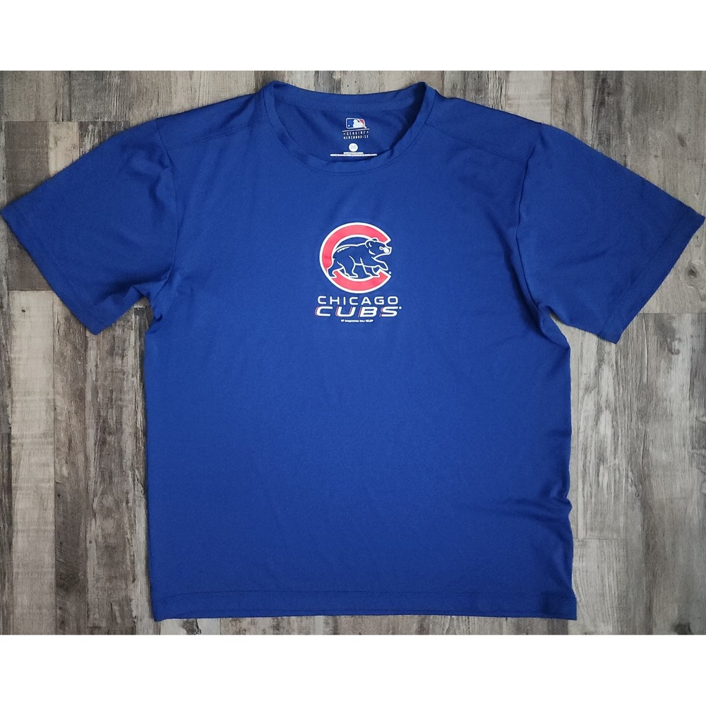 MLB Chicago Cubs T-Shirt Mens Medium Blue Short Sleeve Performance Graphic Tee
